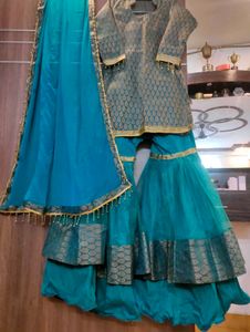 Teal Kurta garara Set