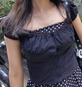 black button down top