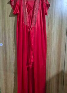 Lace Trim Velvet Nightgown