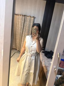 Sleeveless Button-Up Midi Dress with Belt🩷