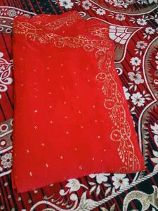 Stunning Red Embellished Saree