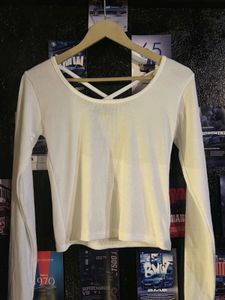 White Long Sleeve Crop Top