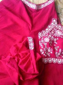 Vibrant Pink Embroidered Fusion Outfit