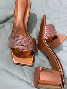Sparkling Rose Gold Block Heels