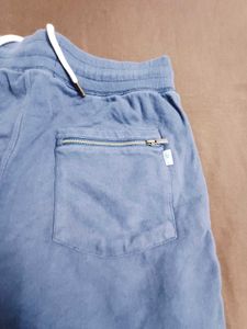 Blue Cotton Drawstring Shorts