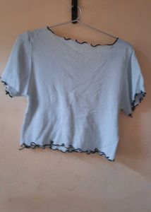 Cute Ruffle Trim Crop Top
