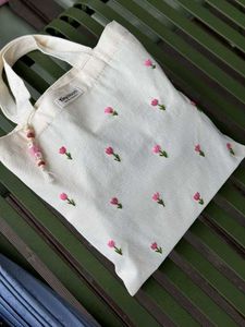 Hand Embroidered Floral Tote Bag 👜
