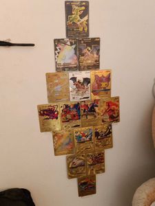 Gold Pokemon Cards Wall Hanging Decor