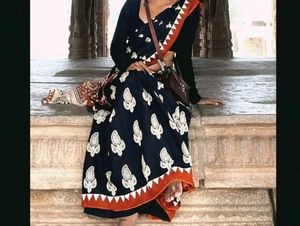 Elegant Black Printed Saree