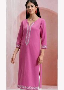 Pink Embroidered Kurti