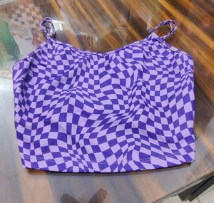 Chic Purple Checkerboard Cami Top