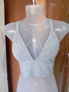 Gray Lace Trim Bralette