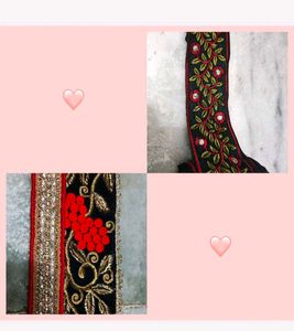 combo of Black & Red boarder lace for saare