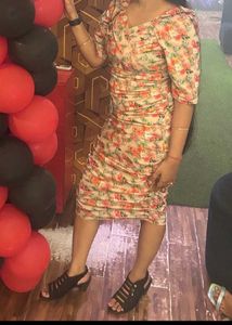 Floral Ruched Midi Dress
