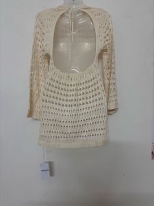 Cream Crochet Knit Top
