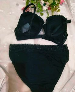 Lace Trimmed Bra and Panty Set