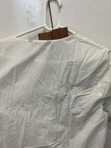 zara off White Embroidered Tie-Front Cropped Top