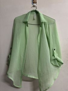 Green Ruffle Top With Shrug