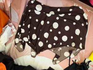 Brown Polka Dot Asymmetrical Skirt