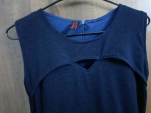 Navy Skater Dress with Cutout Detail