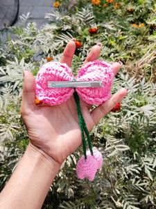 Handmade Crochet Hair Bow Clip
