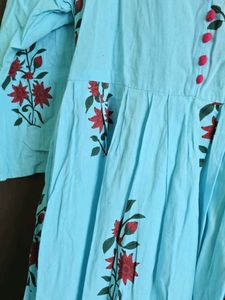 Light Blue Floral Print Kurta
