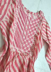 Pink &amp; Beige Ethnic Kurta Set