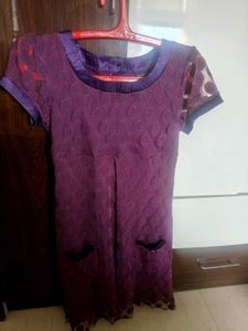 Purple Dress with Lace Details