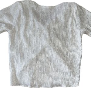 White Textured V-Neck Top