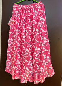 Chic Floral Print Ruffle Skirt
