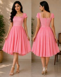 “Cute Korean/Pinterest Style Pink Midi Dress ✨🎀