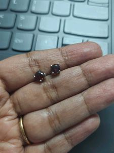 Pure Silver Elegant Garnet Stud Earrings