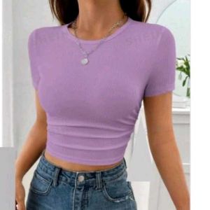 Purple Fitted Short Sleeve Top