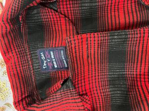 Beautiful Red And Black Overcoat With Belt