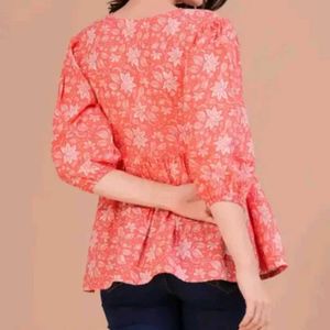 Stylish Coral Floral Print Kurta