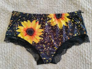 Sunflower Hipster Briefs with Black Lace Trim