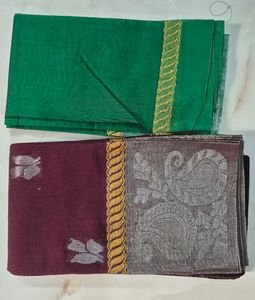 Maroon Saree with Silver Motifs