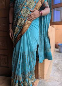 Blue Party Wear Sequin Saree | Fall & Pico Done |