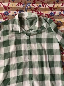 Green Plaid Button-Up Shirt
