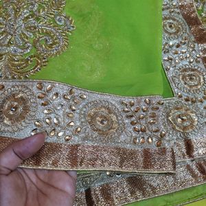 Lemon Yellow-Green Saree
