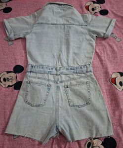 Light Wash Denim Short Jumpsuit