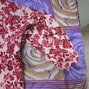 Floral Casual Print Maroon Kurti