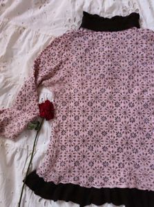 Korean Style and Y2K Pink-Brown Tshirt