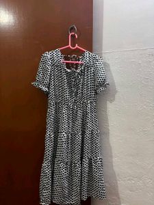 Black & White Polka Dot Tiered Dress