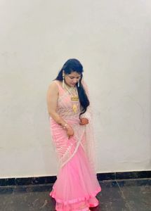 Elegant Pink &amp; White Sari