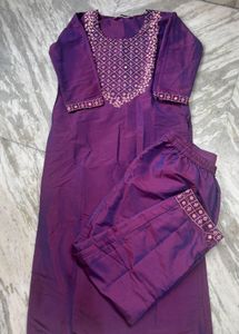 Elegant Purple Embroidered Kurta Set