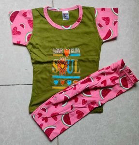 Cute Girls' Top &amp; Pyjama Set of 2.