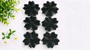 Set of 6 Black Flower charcoal soap