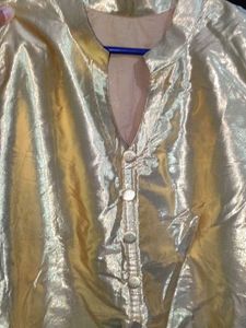 Elegant Golden long Kurti with front open slits