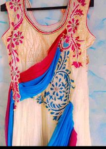 Elegant Ethnic Gown with Colorful Draping